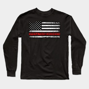 OPERATING ENGINEER American Flag Long Sleeve T-Shirt